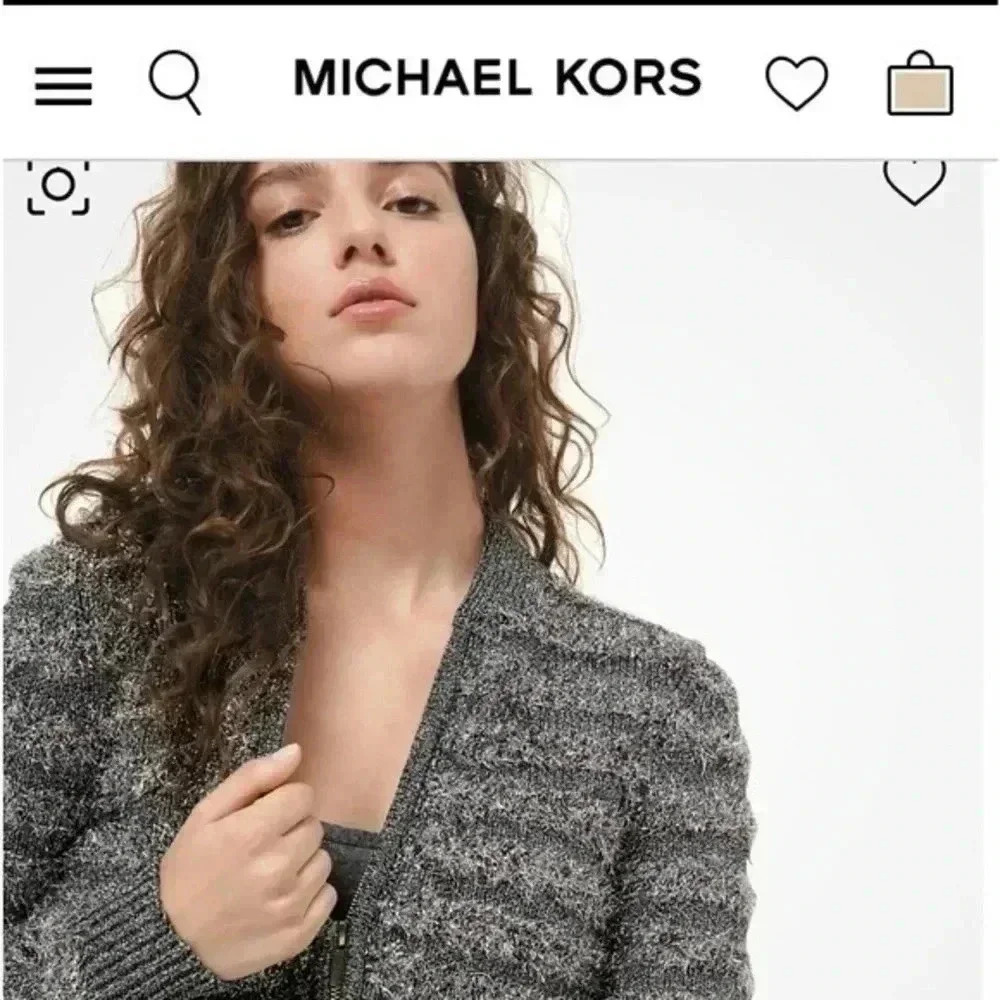 Michael Kors Collection Tinsel Sparkle Sweater Bomber Jacket  Size Small NWT
